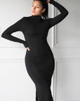 Turtleneck Midi Bodycon with Zippers