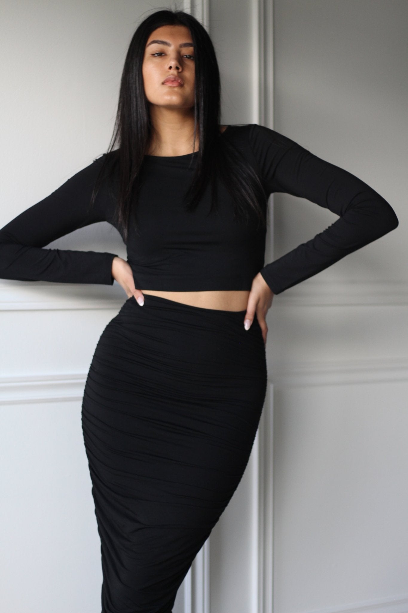 Ruched Maxi Skirt