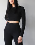 Long Sleeved Crop Top + Leggings - EMMYDEVEAUX