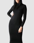 Turtleneck Midi Bodycon with Zippers - EMMYDEVEAUX