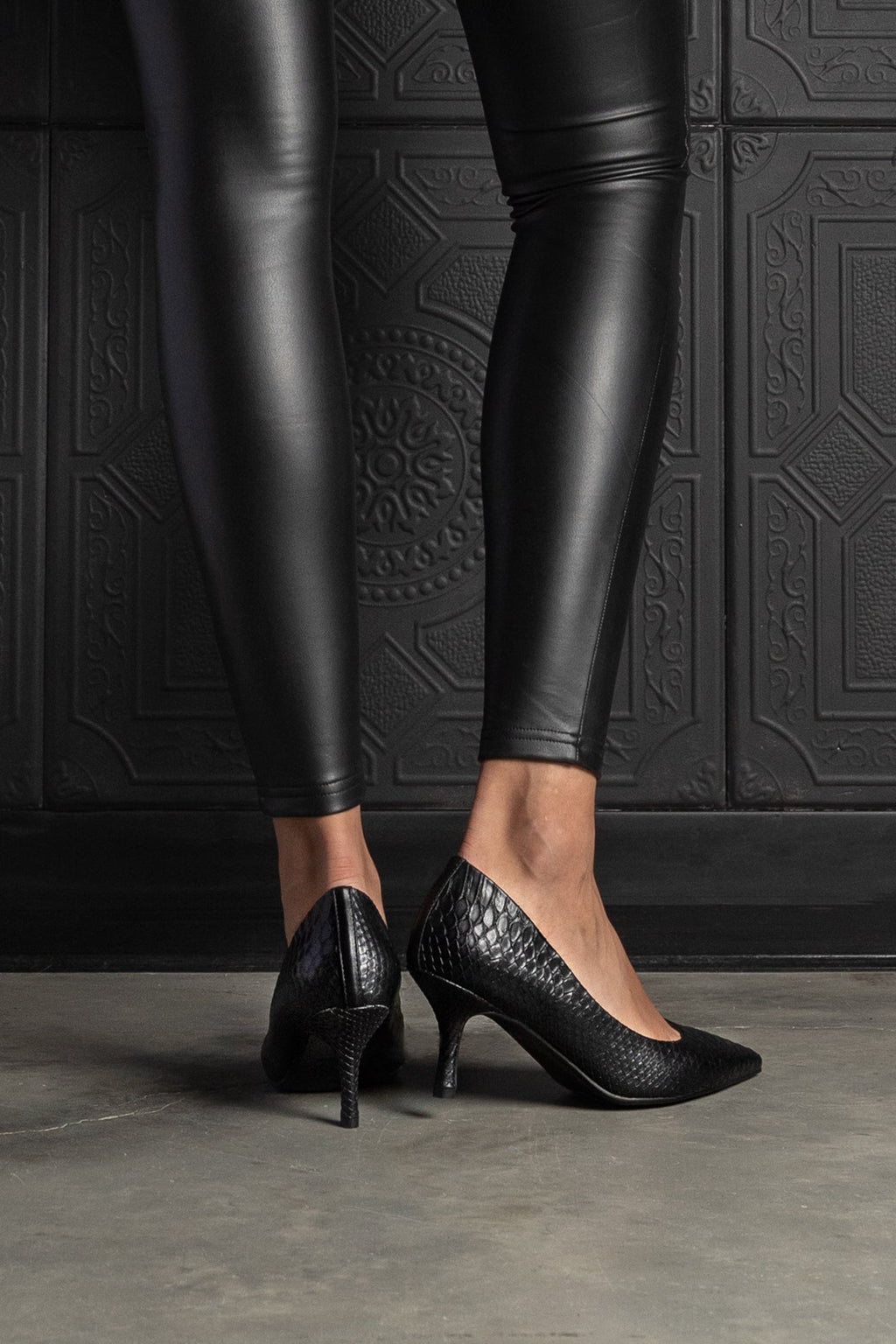 Harper Heel Black Croc