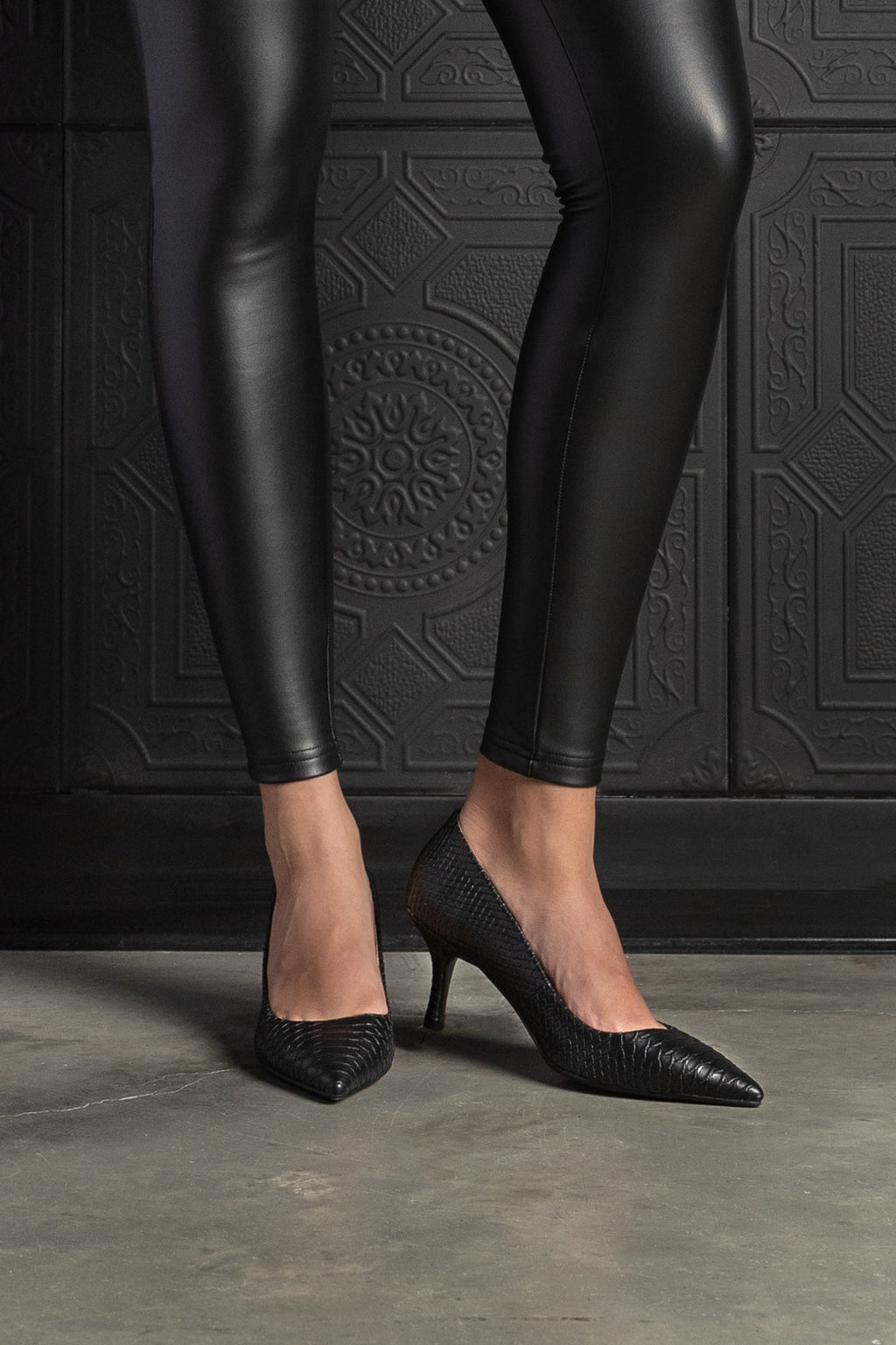 Harper Heel Black Croc