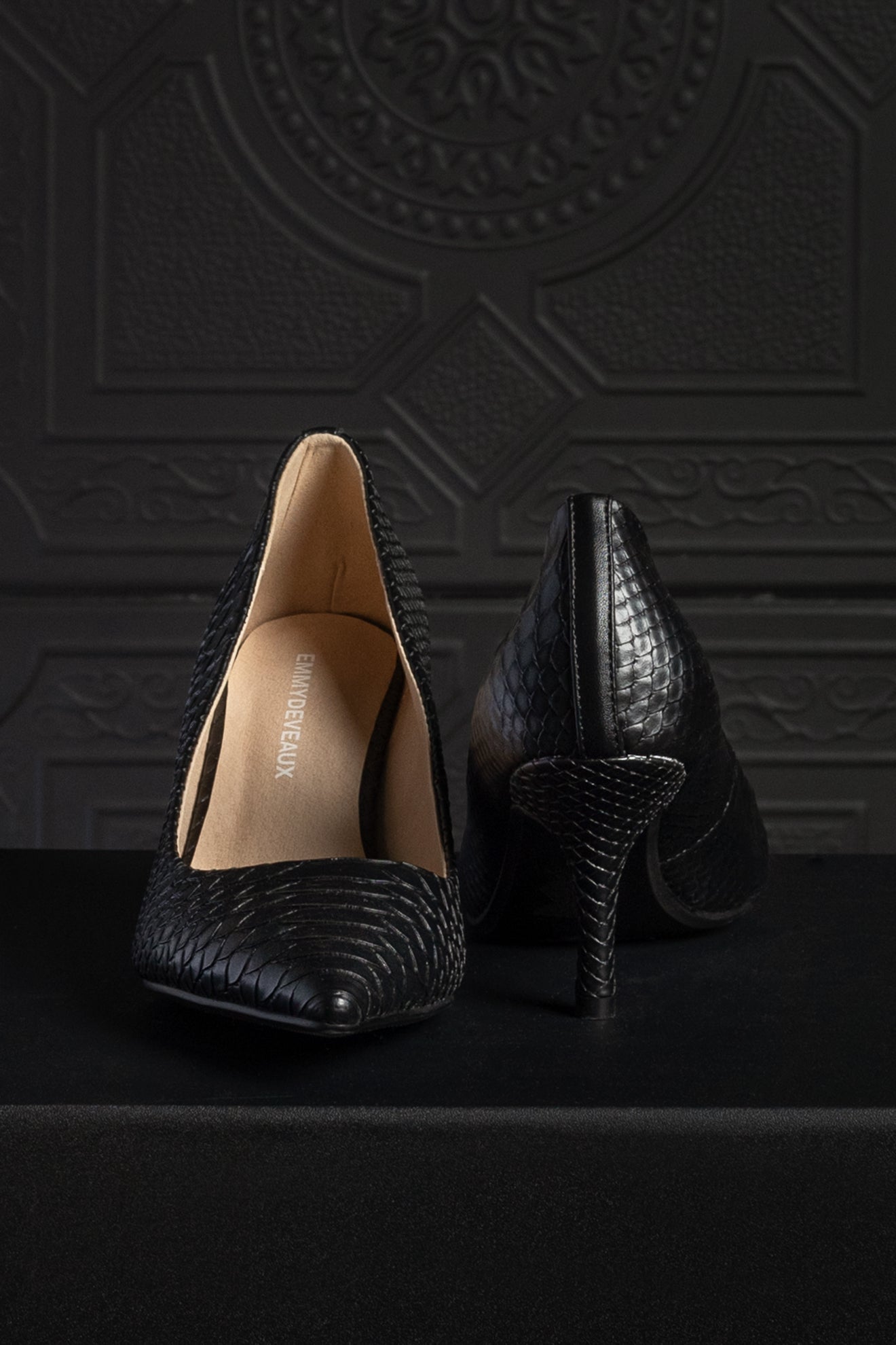 Harper Heel Black Croc