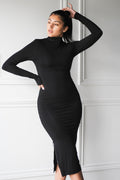 Turtleneck Midi Bodycon with Zippers