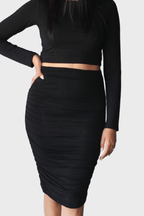 Ruched Midi Skirt - EMMYDEVEAUX