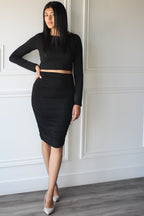 Ruched Midi Skirt - EMMYDEVEAUX