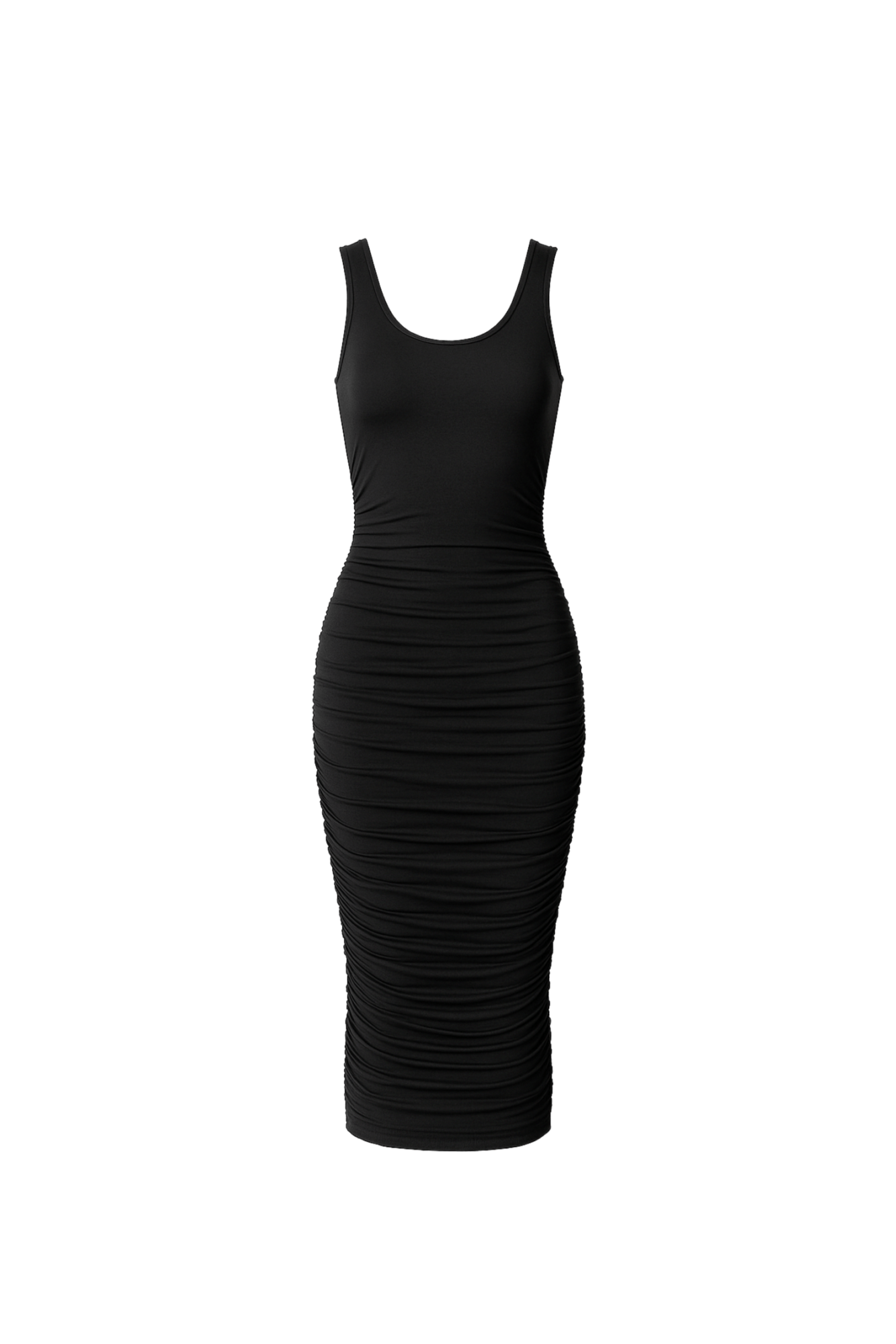 knee length dresses for ladies Mesh Ruched Midi Tank Dress White / 2XL