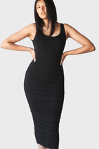 Ruched Tank Midi Dress - EMMYDEVEAUX