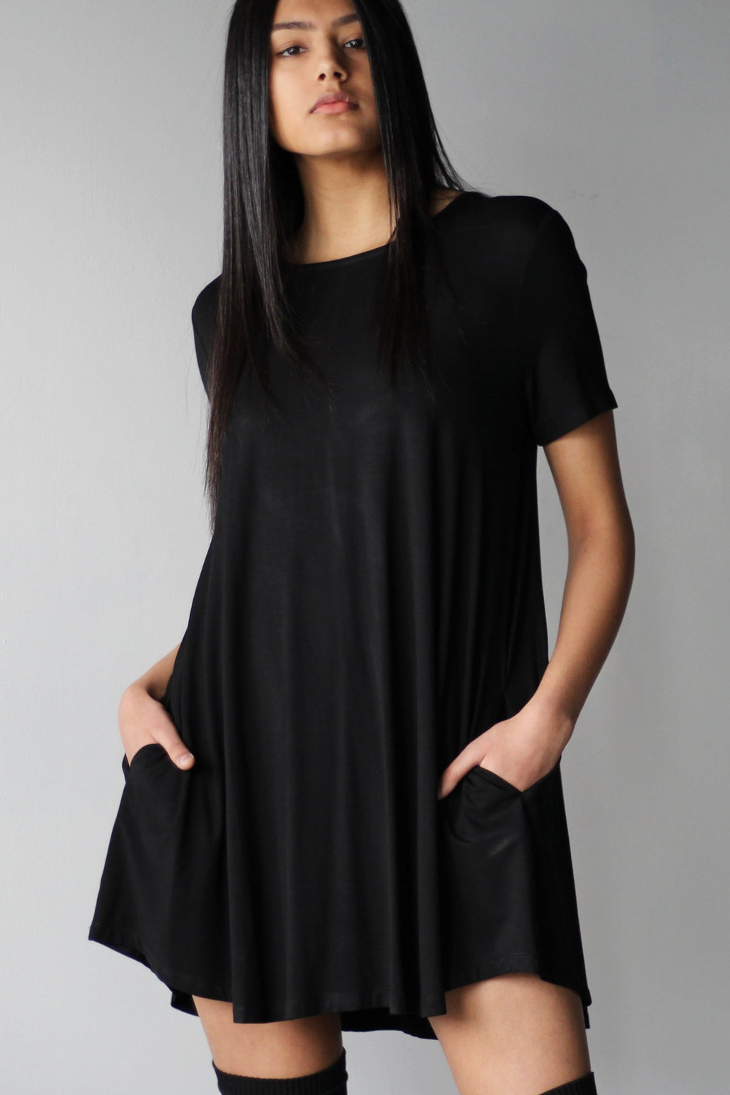 Short Sleeve Pocket Mini Dress - EMMYDEVEAUX