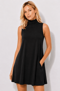 Sleeveless Turtleneck Pocket Dress - EMMYDEVEAUX