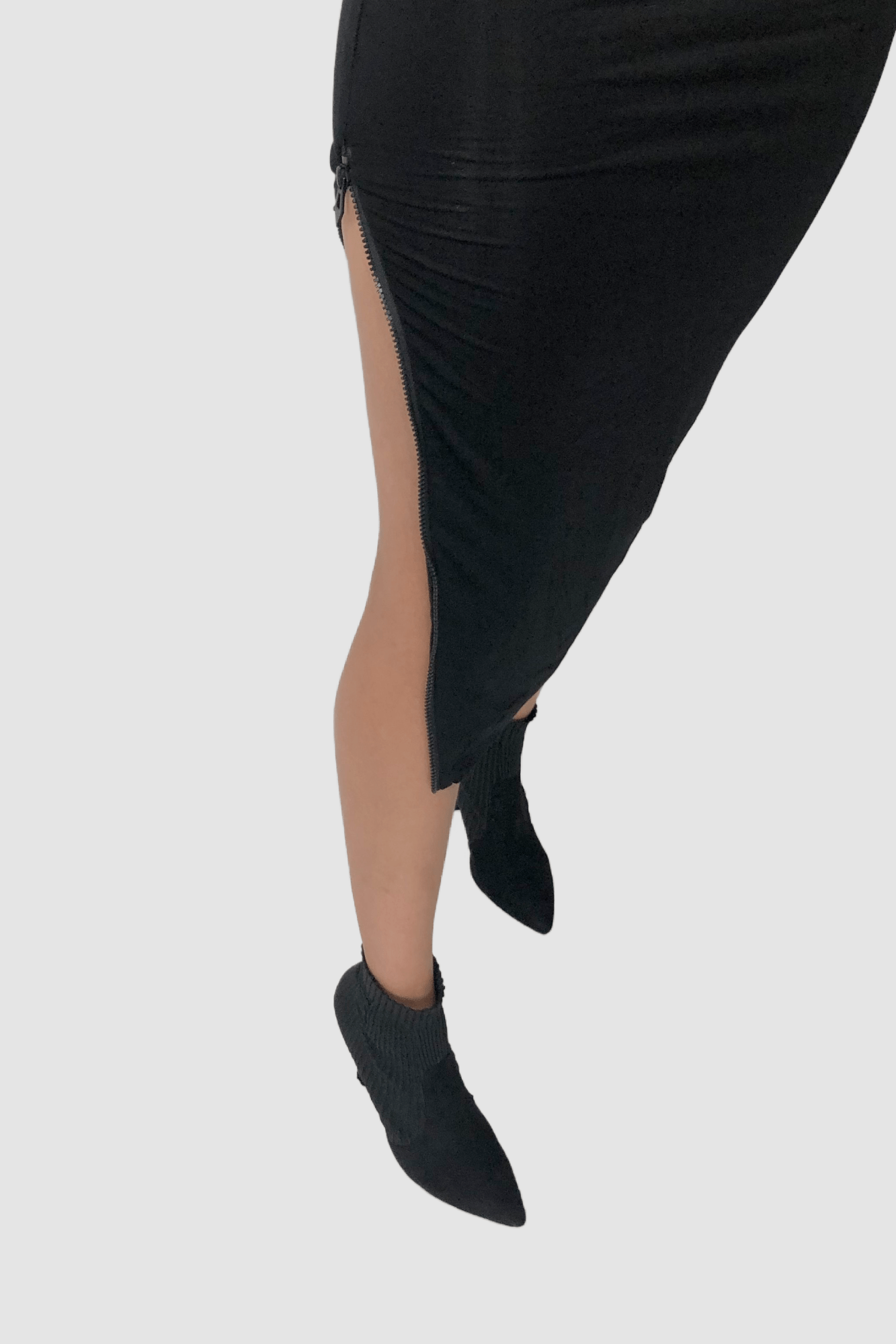 Turtleneck Midi Bodycon with Zippers - EMMYDEVEAUX